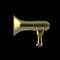 Shiny golden megaphone isolated on black background rendering.