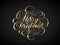 Shiny golden Merry christmas lettering with swirls