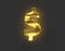 Shiny golden metal font - dollar - peso sign isolated on dark grey background, 3D illustration of symbols