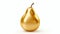 Shiny golden pear made of gold on white background, ideal for opulent decor themes, advertisements, and artistic