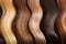 Shiny hair extensions of natural hair different colours