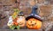 A Shiny halloween pumpkins made of ceramic