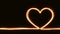 Shiny heart shape yellow light streaks