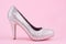 Shiny high heel shoe with rhinestones