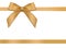 Shiny holiday gold satin ribbon on white background.