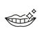 Shiny Human Smile Line Icon. Healthy Sparkle Mouth with Teeth Linear Pictogram. Beauty Lips and White Teeth. Dentistry