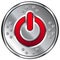 Shiny industrial vector button with power icon