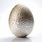 Shiny Kinetic Pointillism Egg Sculpture With Organic Geometries