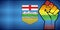 Shiny LGBT Protest Fist on a Alberta Flag