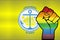 Shiny LGBT Protest Fist on a Anchorage Flag