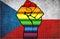 Shiny LGBT Protest Fist on a Czech Flag