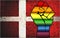 Shiny LGBT Protest Fist on a Denmark Flag