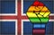 Shiny LGBT Protest Fist on a Iceland Flag