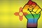 Shiny LGBT Protest Fist on a New Mexico Flag