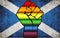 Shiny LGBT Protest Fist on a Scotland Flag