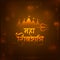 Shiny maha shivratri festival greeting with temple and trishul