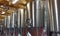 Shiny metal micro brewery tanks