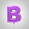 Shiny metallic violet balloon letter B uppercase isolated on white background