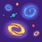 Shiny milky way spiral galaxy universe stars vector illustration, cosmos space galaxy star dust