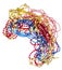 Shiny multi colored mardi gras beads including blue, red, gold and pink on white background