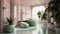 Shiny Pale Pink and Sage Green Bionic Interior: Award-Winning 8K HD Desig