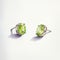 Shiny Peridot Stud Earrings: Realistic Watercolor Illustrations