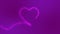 Shiny pink magic line paint the heart and then disappear on purple background. For celebrating Valentine\\\'s day dreamy love