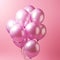 Shiny pink metallic balloons isolated on pink background. Card for wedding, woman\\\'s day, mothers day, valentine\\\'s da