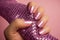 Shiny pink nails