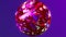 A shiny pink sphere on a purple background