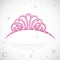 Shiny pink tiara with precious stones isolated on white