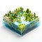 Shiny Plastic Isometric Square Model Of A Lagoon