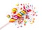 Shiny rainbow colorful crushed sweet candy lollipop isolated