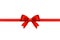 Shiny red ribbon bow on white background.Holiday gift isolated.