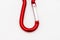 Shiny red and silver carabiner hook
