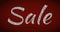 Shiny sale tag on red background.