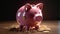 Shiny savings, Pink piggy bank adorned with gleaming gold coins