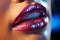 Shiny sexy lips with red glossy lipstick close-up, AI Generated