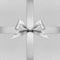 Shiny silver satin ribbon bow on argent