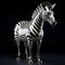 a shiny smooth dreamlike ceramic zebra surrealism black background