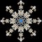 shiny snowflake made of precious stones on black background