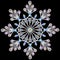 Shiny snowflake made of precious stones on black background