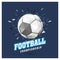 Shiny soccer ball on blue background