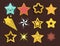 Shiny star icons in different style pointed pentagonal gold award abstract design doodle night artistic symbol vector