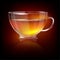 Shiny transparent glass cup with tea