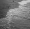 Shiny tropic sea wave on golden beach sand in sunset light