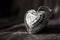 Shiny Valentine heart on old wooden background