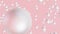 Shiny white sea pearl flying on pink background 3D rendering