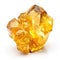 A shiny yellow sapphire nugget with a smooth, glossy surface and a bright golden hue, Ai Generated