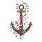 Ship anchor. Color Doodling. Isolated vector on white background.